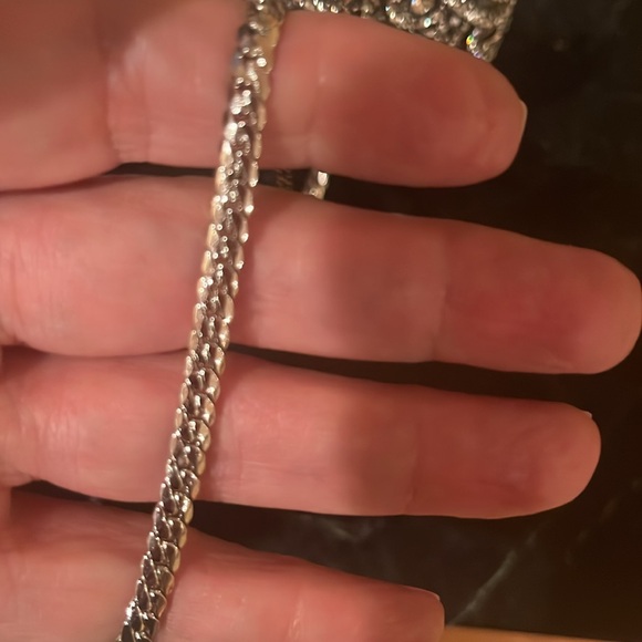 crystal evening bag. Silver leather lined, chain shoulder strap. - Picture 5 of 8